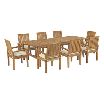 Marina 9 Piece Outdoor Patio Teak Dining Set by Modway EEI-3312