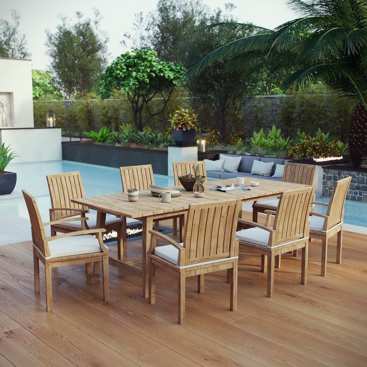 Marina 9 Piece Outdoor Patio Teak Dining Set by Modway EEI-3312