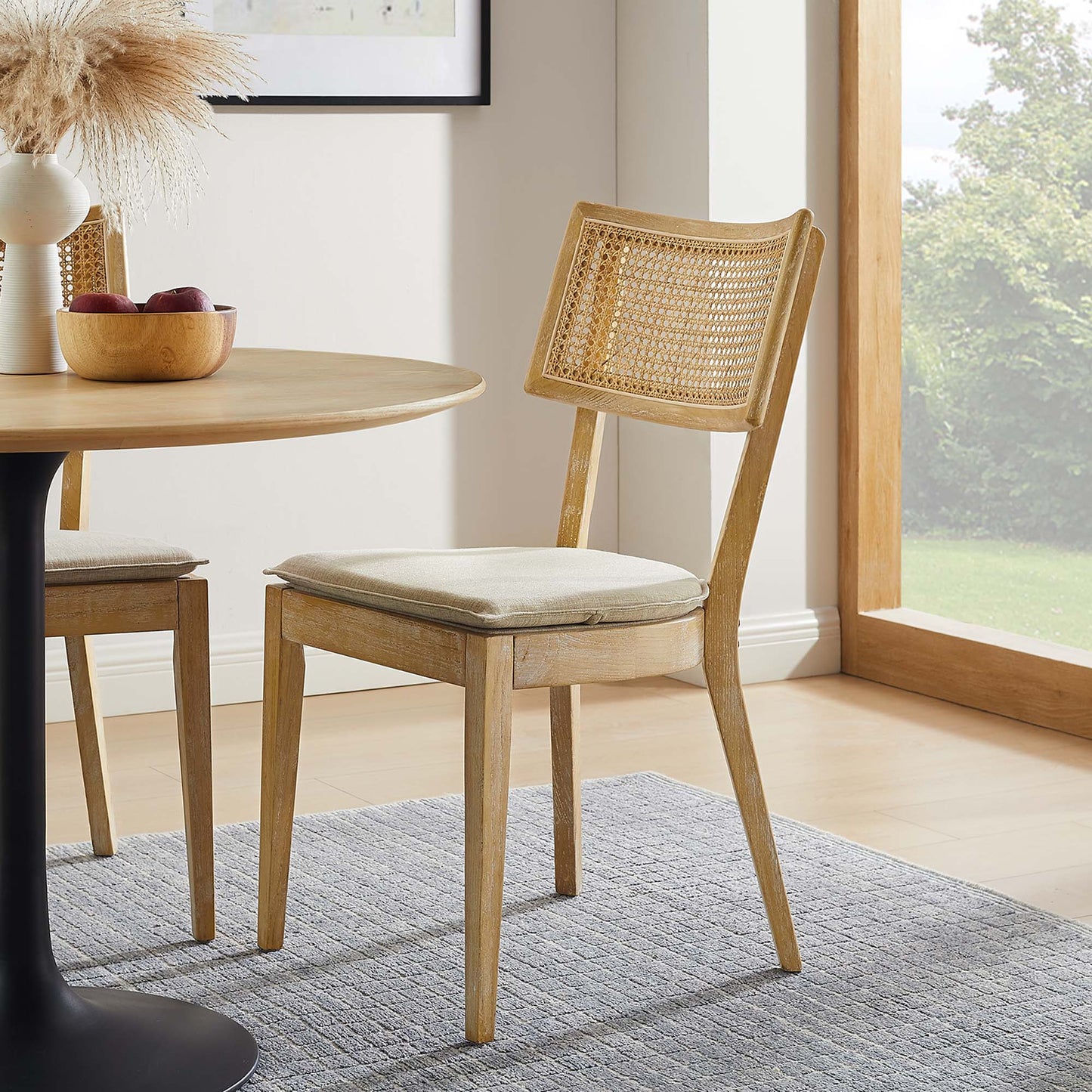 Caledonia Fabric Upholstered Wood Dining Chair Set of 2 by Modway EEI-6080