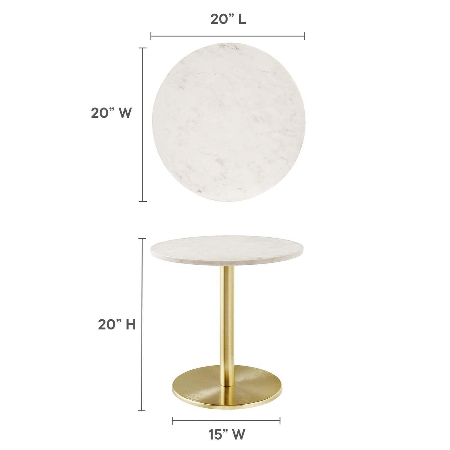 Modway Viva Round White Marble Side Table FredCo