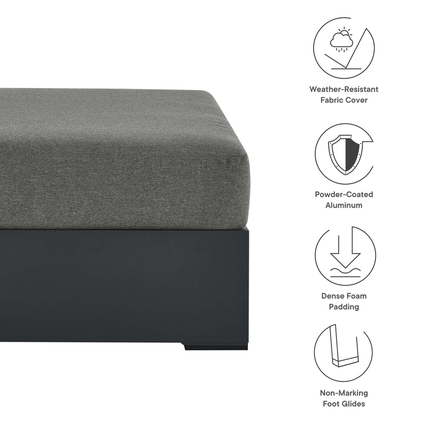 Tahoe Outdoor Patio Powder-Coated Aluminum Ottoman by Modway EEI-6627