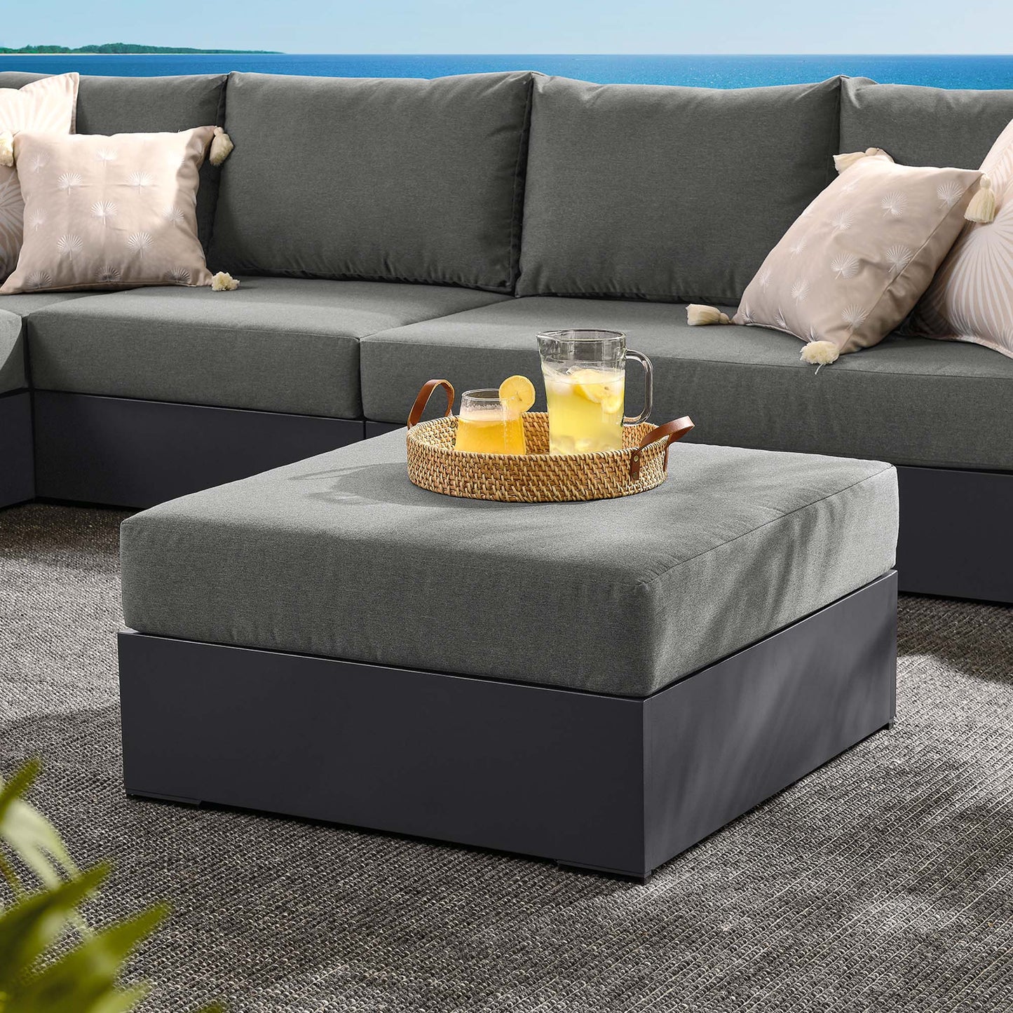 Tahoe Outdoor Patio Powder-Coated Aluminum Ottoman by Modway EEI-6627