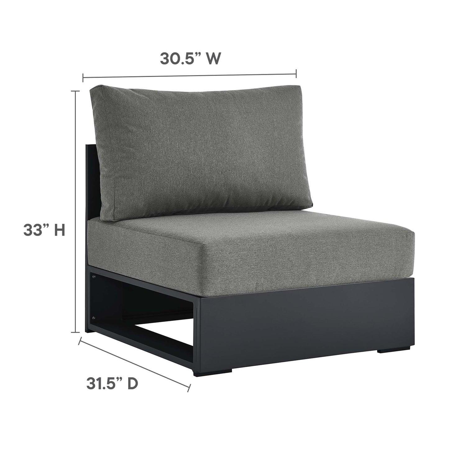 Tahoe Outdoor Patio Powder-Coated Aluminum Modular Armless Chair by Modway EEI-6628