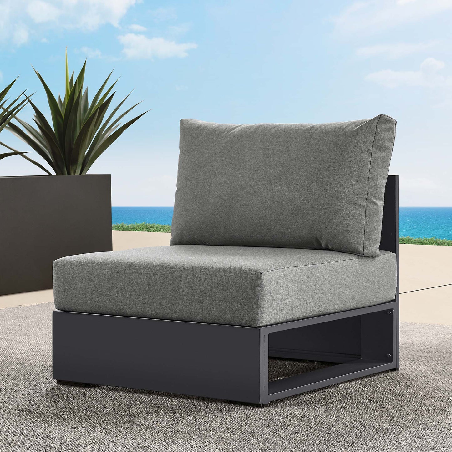 Tahoe Outdoor Patio Powder-Coated Aluminum Modular Armless Chair by Modway EEI-6628
