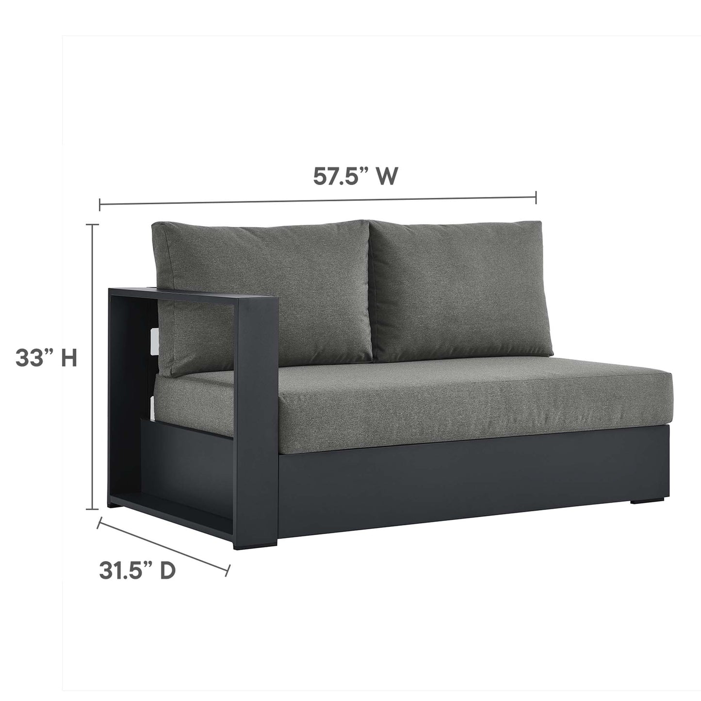 Tahoe Outdoor Patio Powder-Coated Aluminum Modular Left-Facing Loveseat by Modway EEI-6629