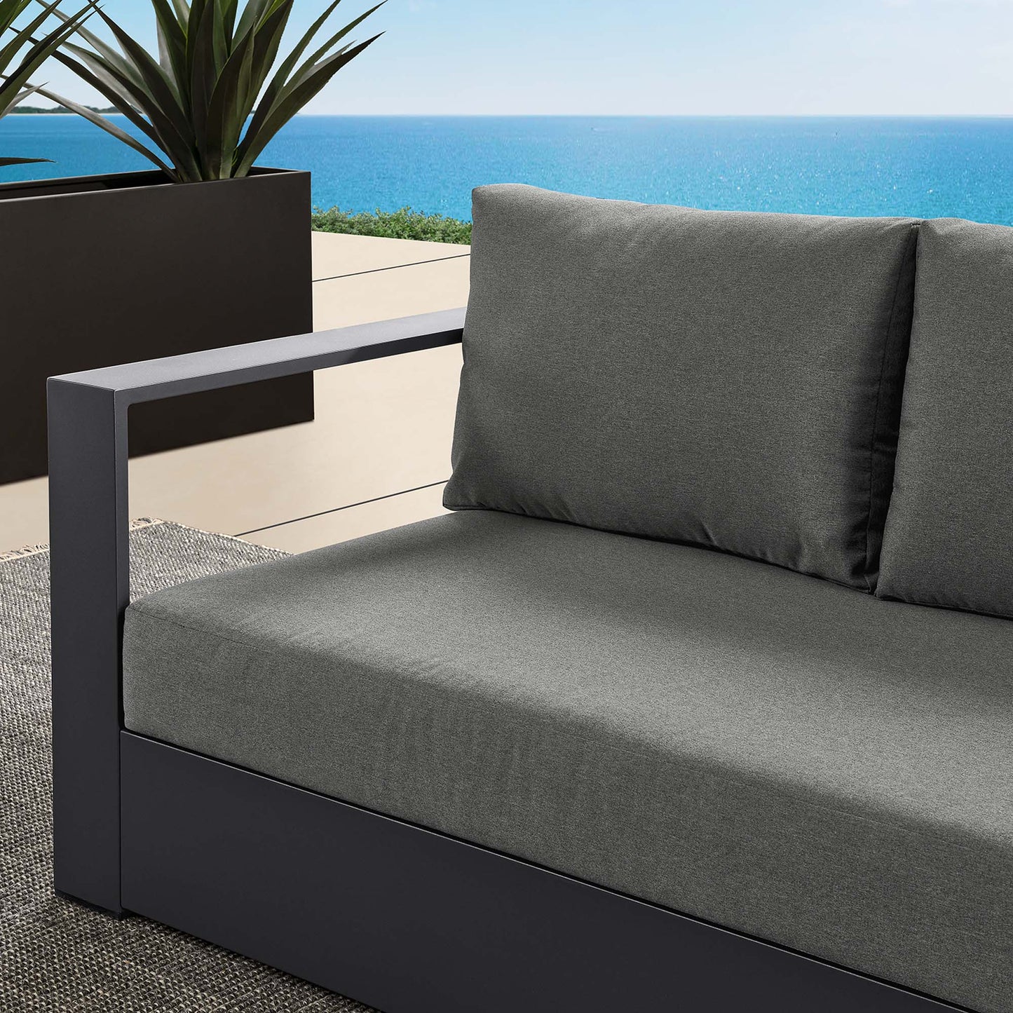 Tahoe Outdoor Patio Powder-Coated Aluminum Modular Left-Facing Loveseat by Modway EEI-6629