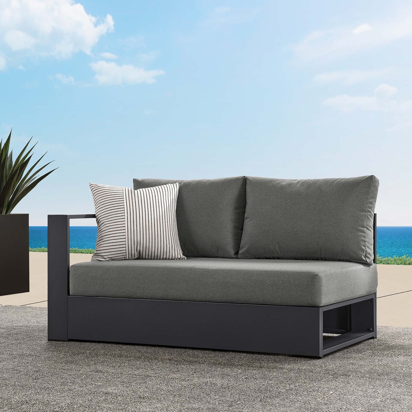 Tahoe Outdoor Patio Powder-Coated Aluminum Modular Left-Facing Loveseat by Modway EEI-6629