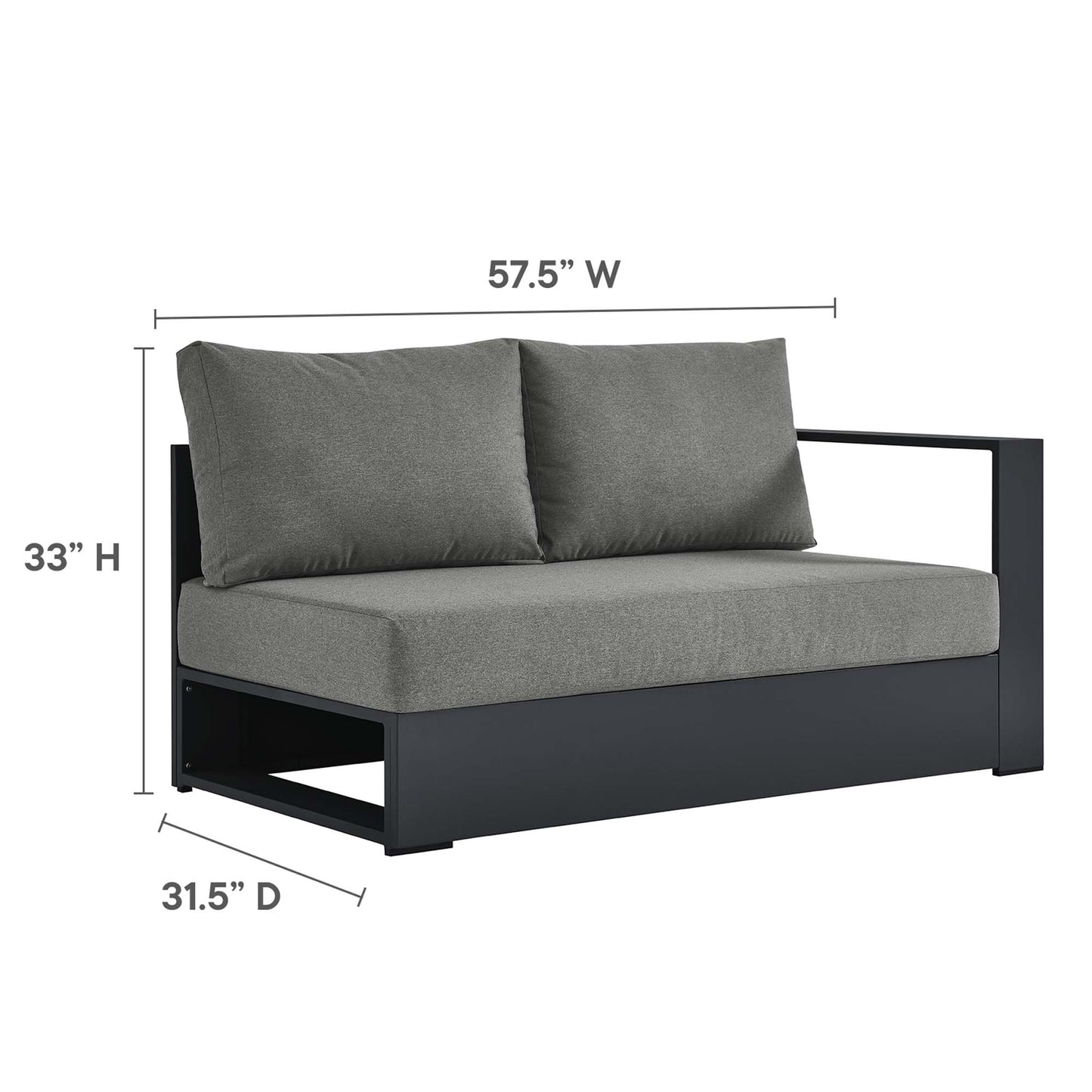 Tahoe Outdoor Patio Powder-Coated Aluminum Modular Right-Facing Loveseat by Modway EEI-6630