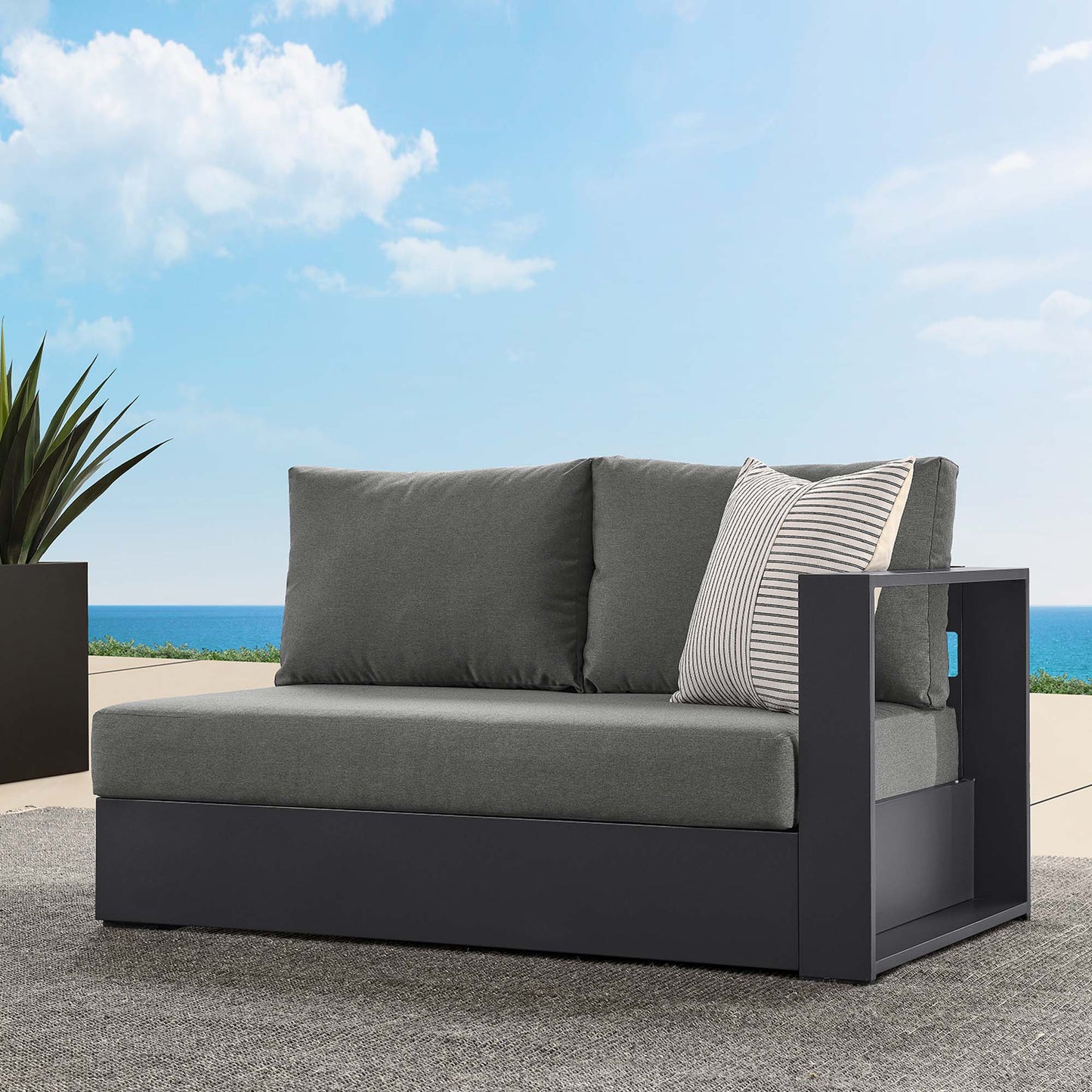 Tahoe Outdoor Patio Powder-Coated Aluminum Modular Right-Facing Loveseat by Modway EEI-6630