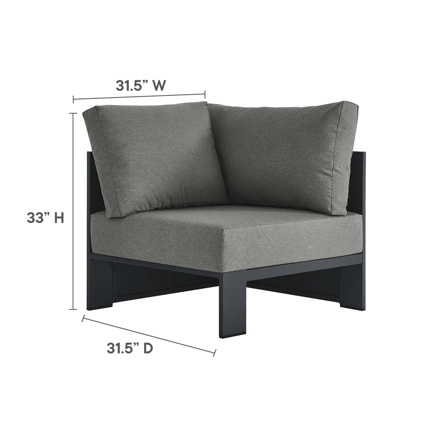 Tahoe Outdoor Patio Powder-Coated Aluminum Modular Corner Chair by Modway EEI-6631
