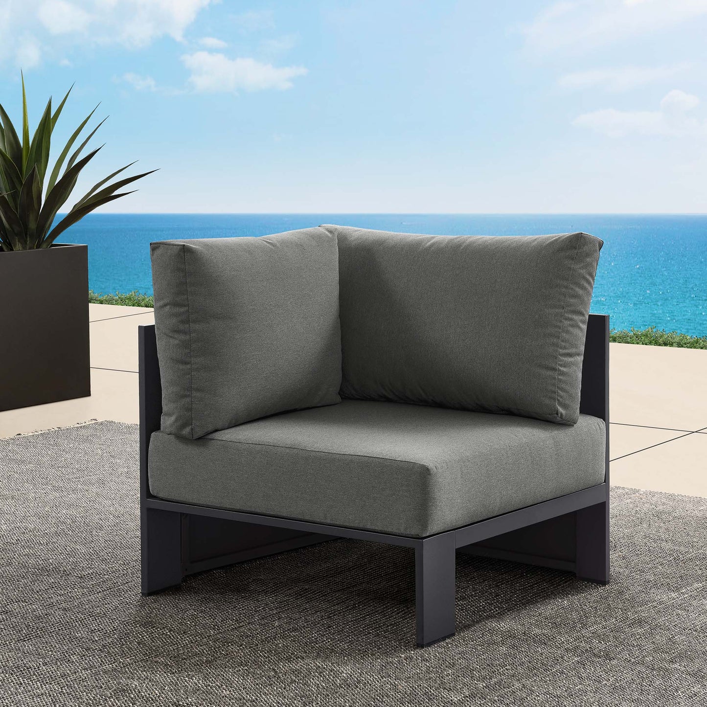 Tahoe Outdoor Patio Powder-Coated Aluminum Modular Corner Chair by Modway EEI-6631