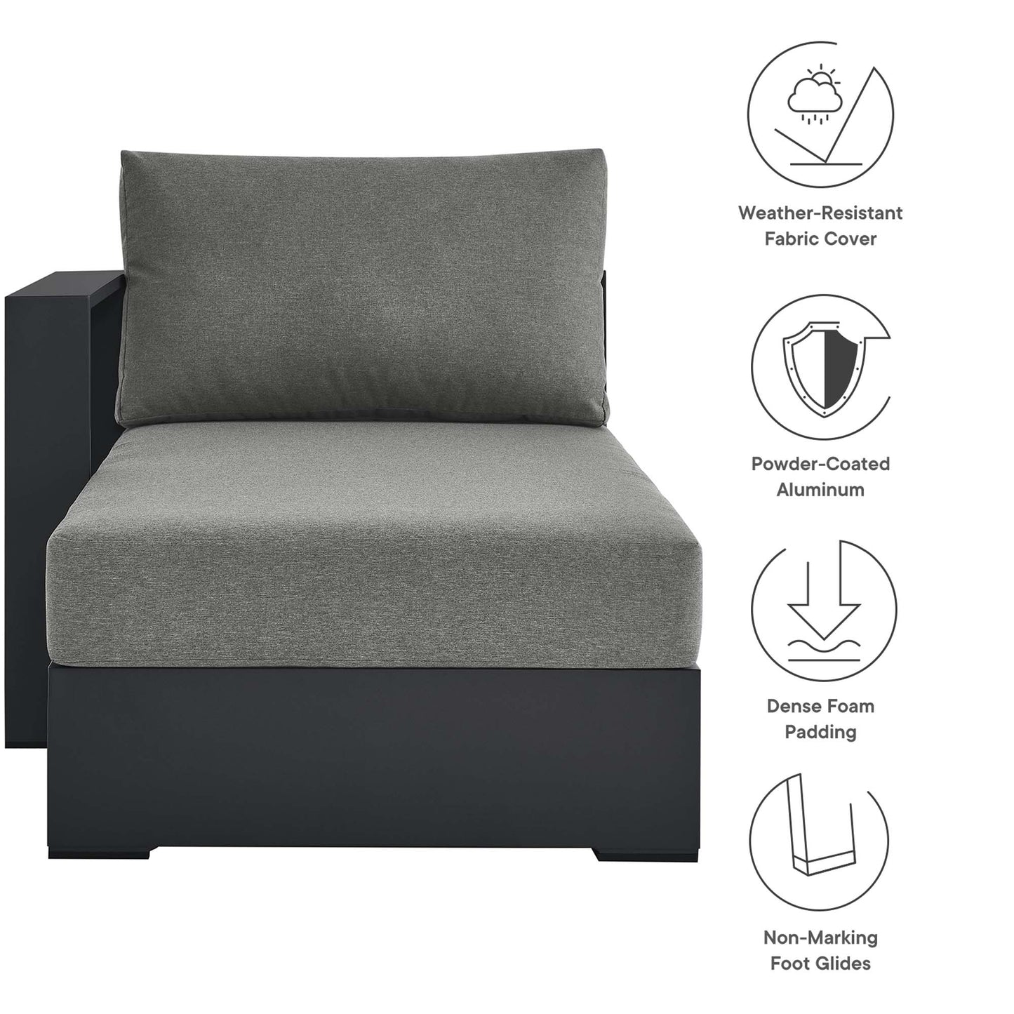 Tahoe Outdoor Patio Powder-Coated Aluminum Modular Left-Facing Chaise Lounge by Modway EEI-6632