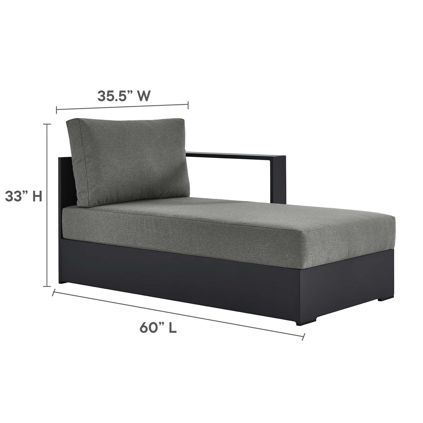 Tahoe Outdoor Patio Powder-Coated Aluminum Modular Right-Facing Chaise Lounge by Modway EEI-6633
