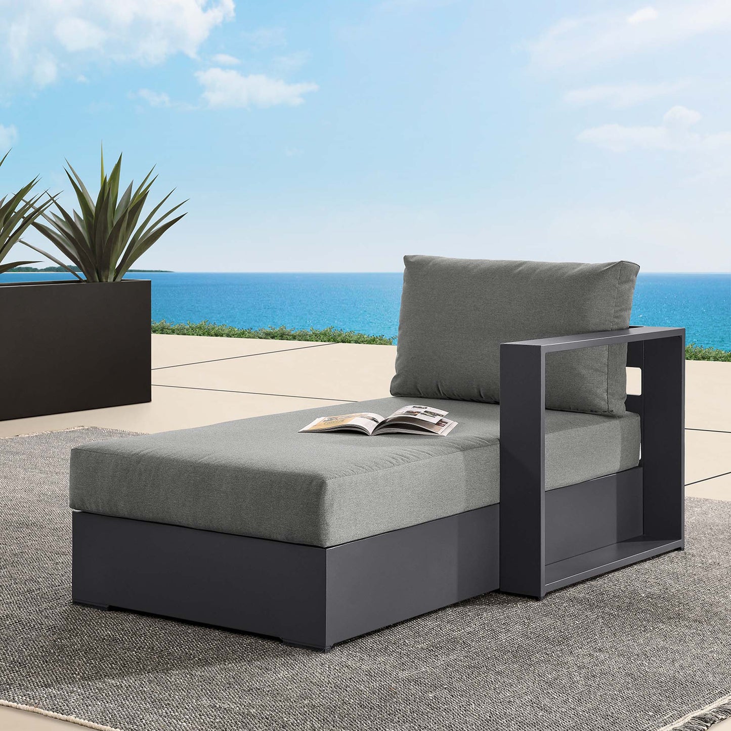 Tahoe Outdoor Patio Powder-Coated Aluminum Modular Right-Facing Chaise Lounge by Modway EEI-6633