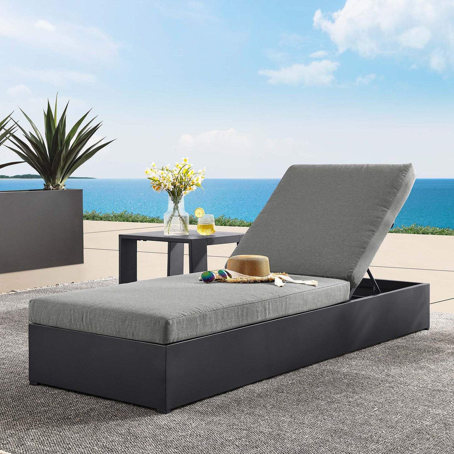 Tahoe Outdoor Patio Powder-Coated Aluminum Chaise Lounge Chair by Modway EEI-6634