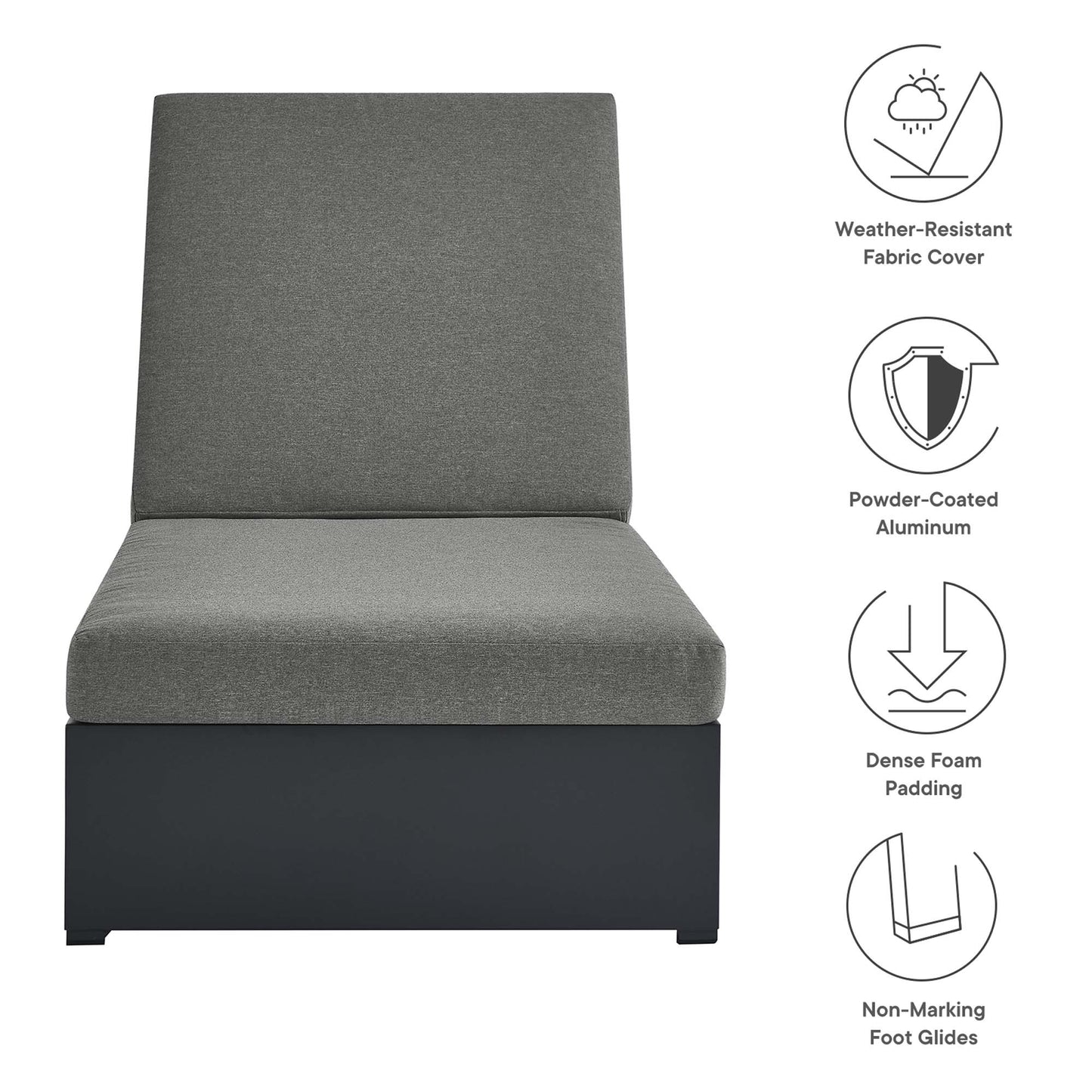 Tahoe Outdoor Patio Powder-Coated Aluminum Chaise Lounge Chair by Modway EEI-6634