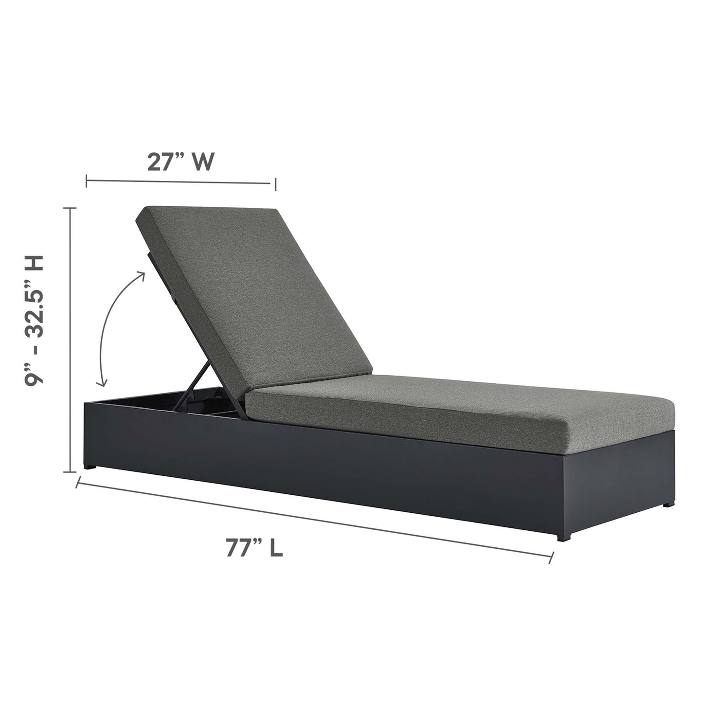 Tahoe Outdoor Patio Powder-Coated Aluminum Chaise Lounge Chair by Modway EEI-6634