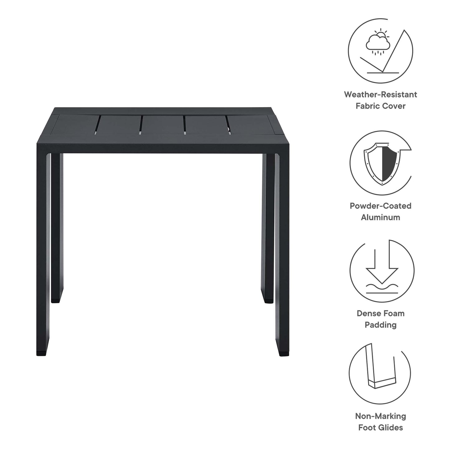 Tahoe Outdoor Patio Powder-Coated Aluminum End Table by Modway EEI-6635