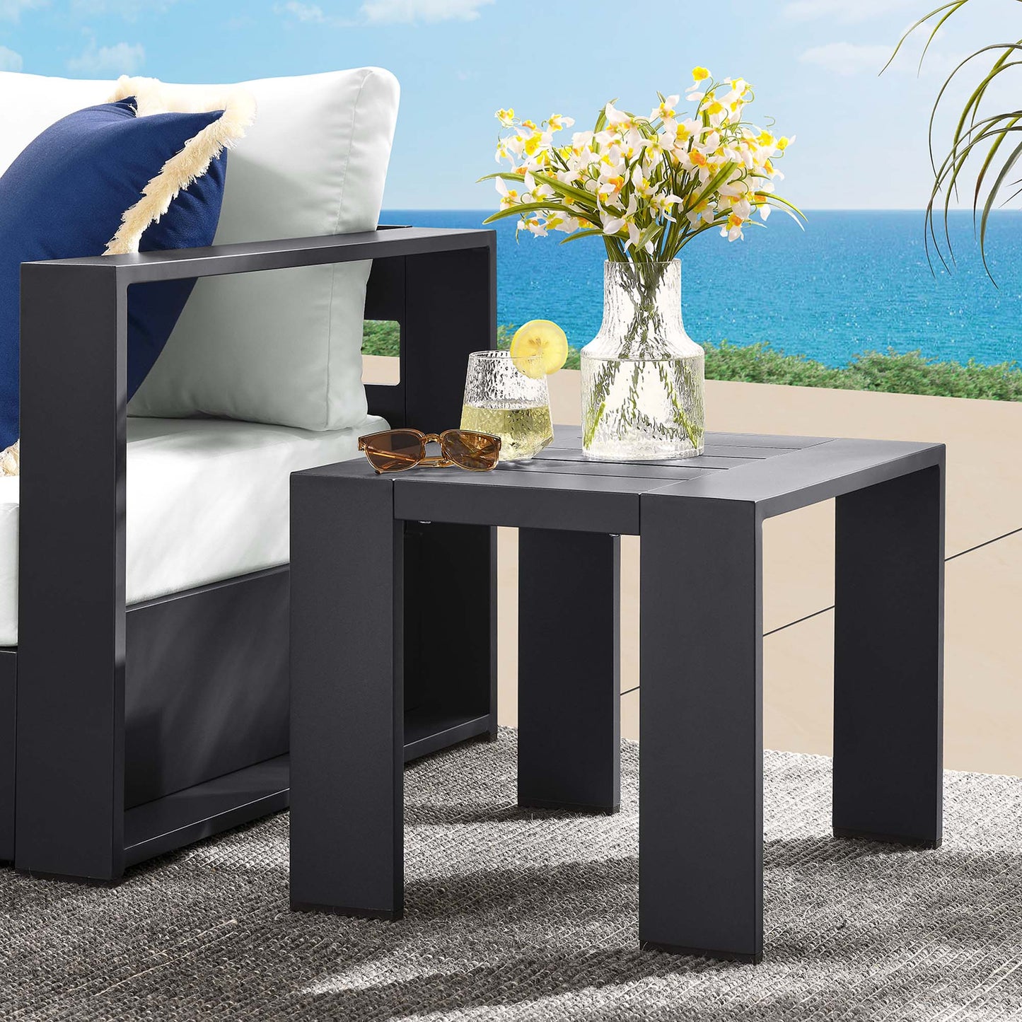 Tahoe Outdoor Patio Powder-Coated Aluminum End Table by Modway EEI-6635