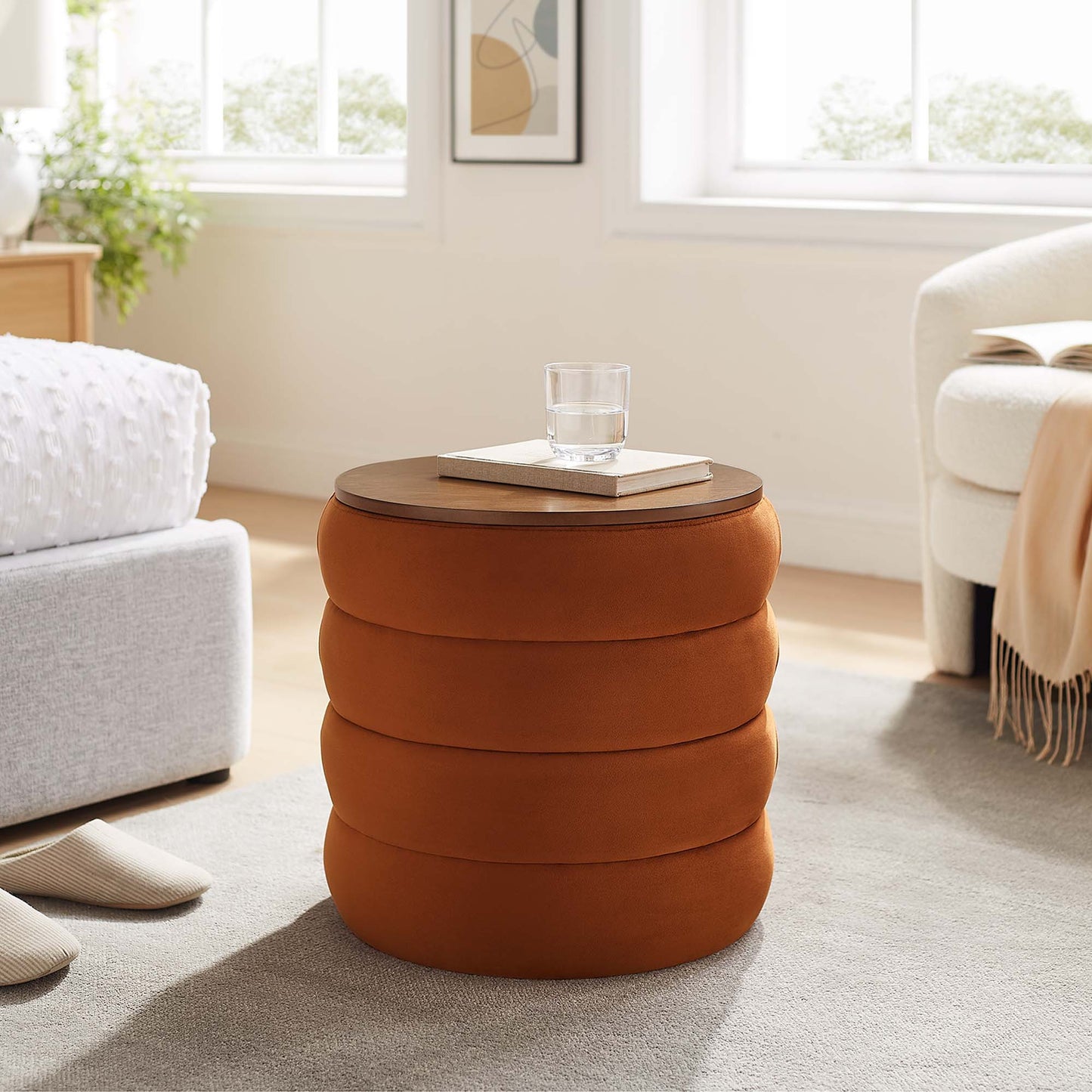 Mezzo Round Performance Velvet Storage Ottoman by Modway EEI-6684