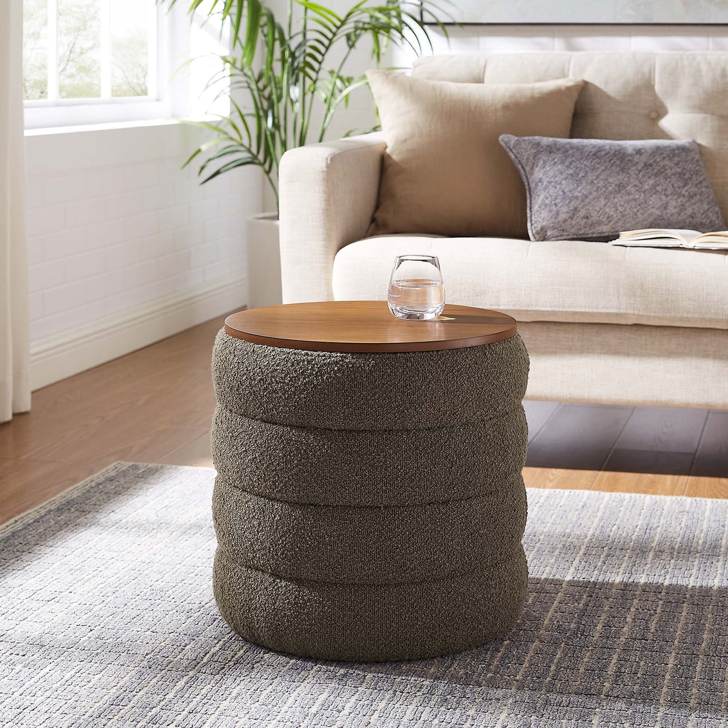 Mezzo Round Boucle Fabric Storage Ottoman by Modway EEI-6685