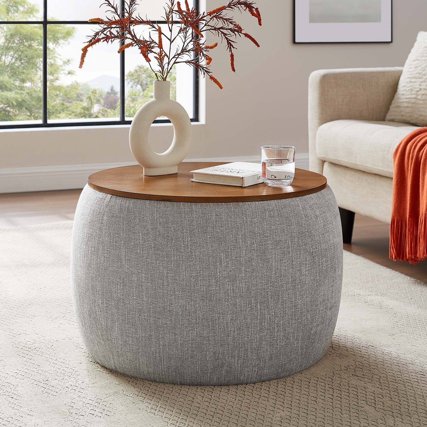 Perla Woven Heathered Fabric Upholstered Storage Ottoman by Modway EEI-6688