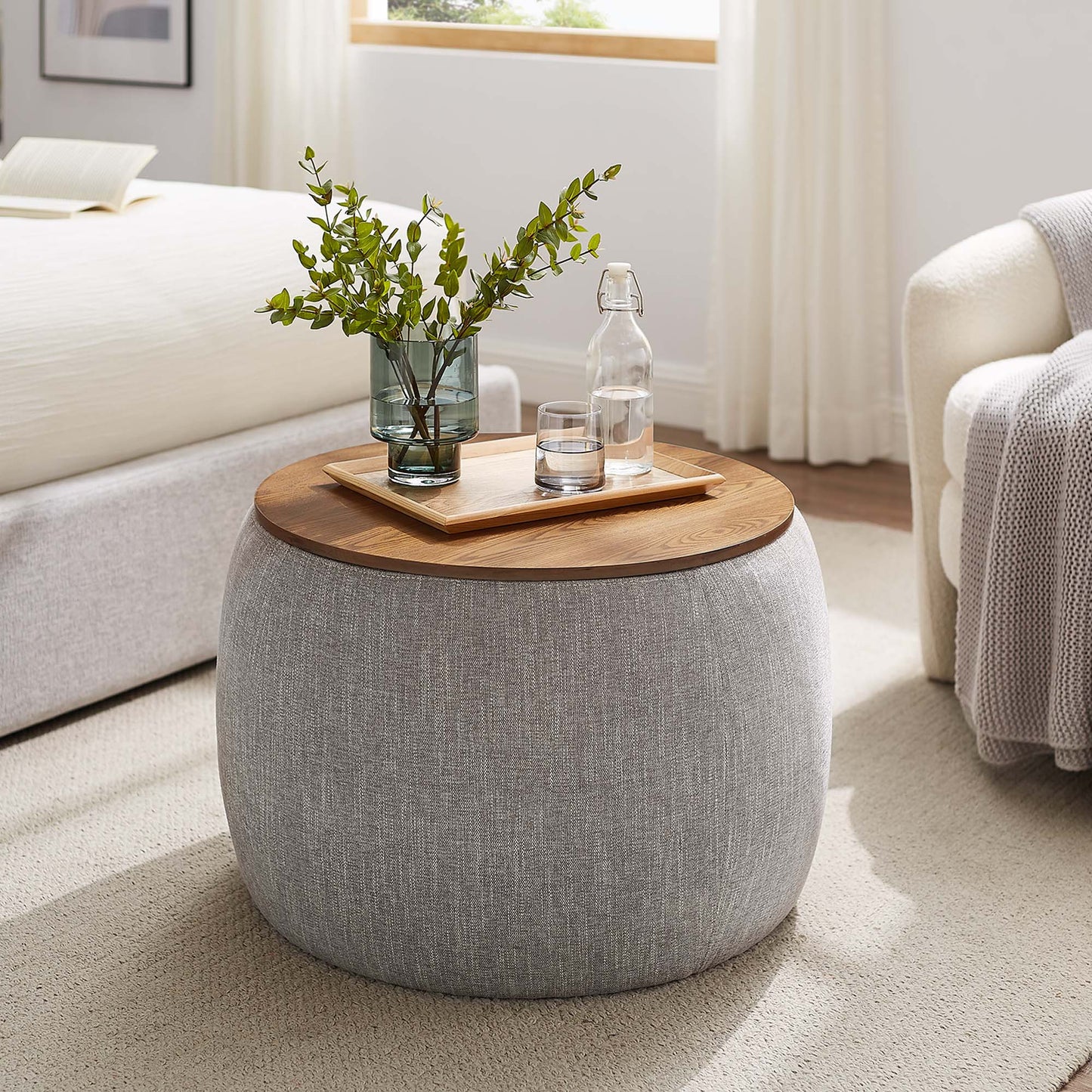 Perla Woven Heathered Fabric Upholstered Storage Ottoman by Modway EEI-6688