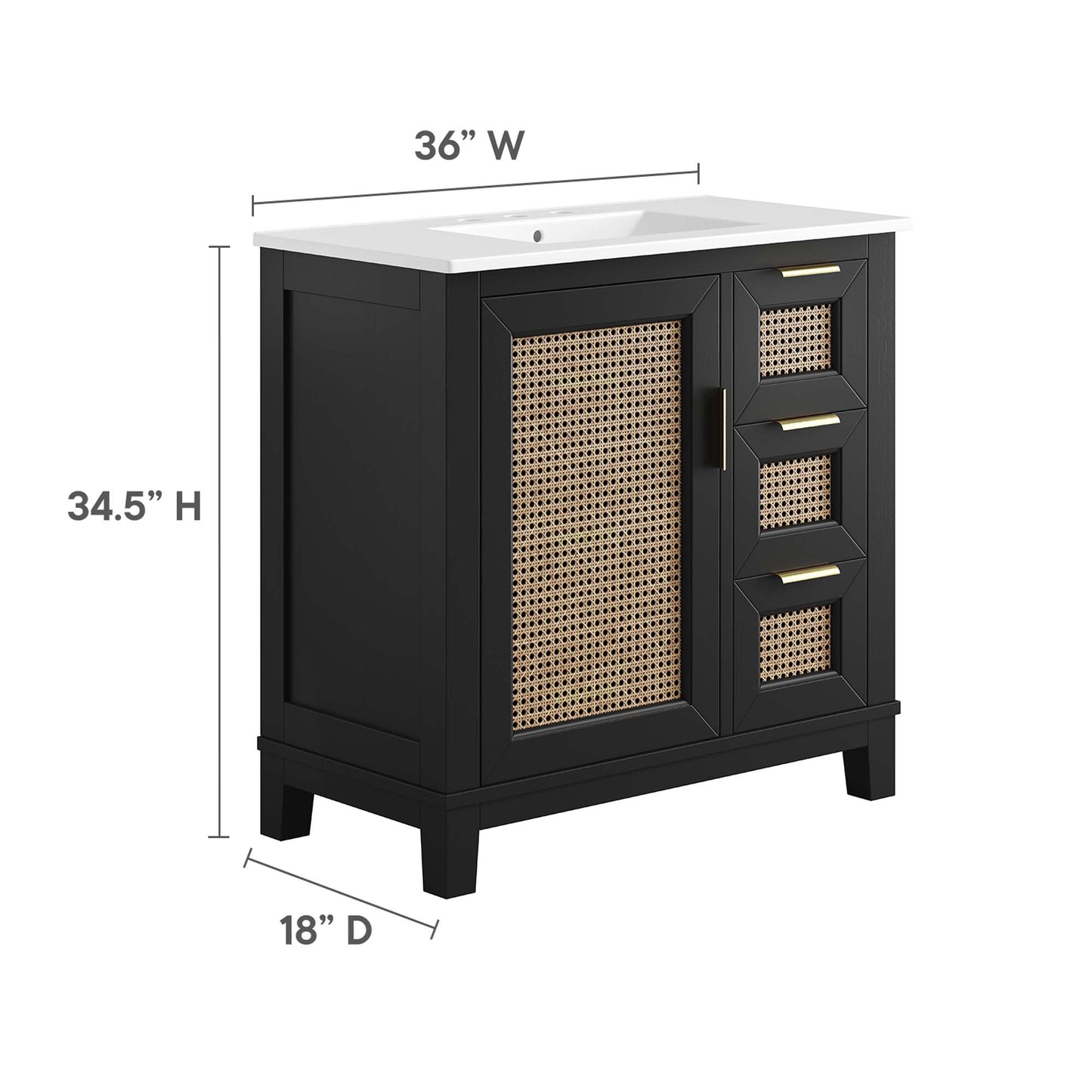 Dixie 36" Solid Wood Bathroom Vanity Cabinet by Modway EEI-6725