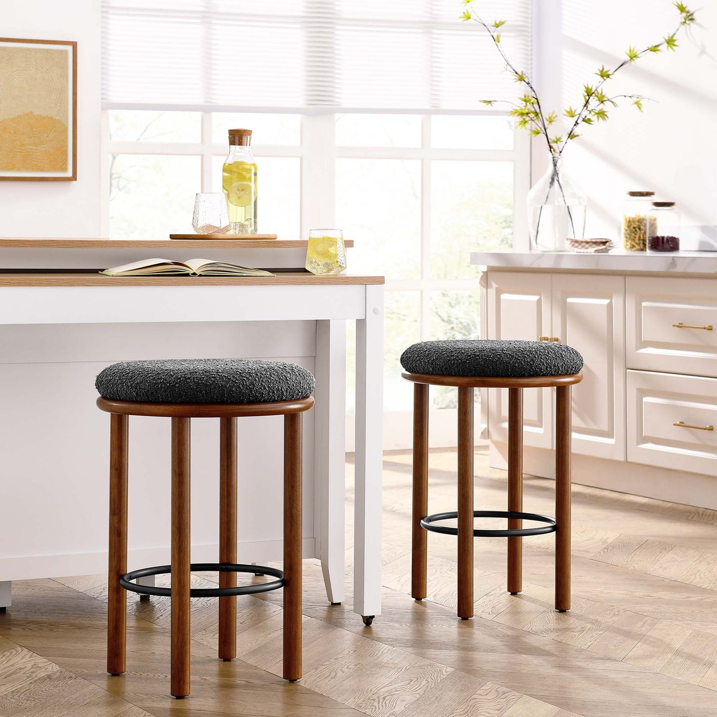 Fable Boucle Fabric Counter Stools Set of 2 by Modway EEI-6818