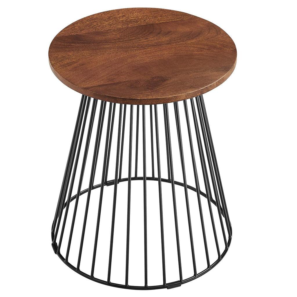 Modway Valeo Round Wood and Metal Side Table