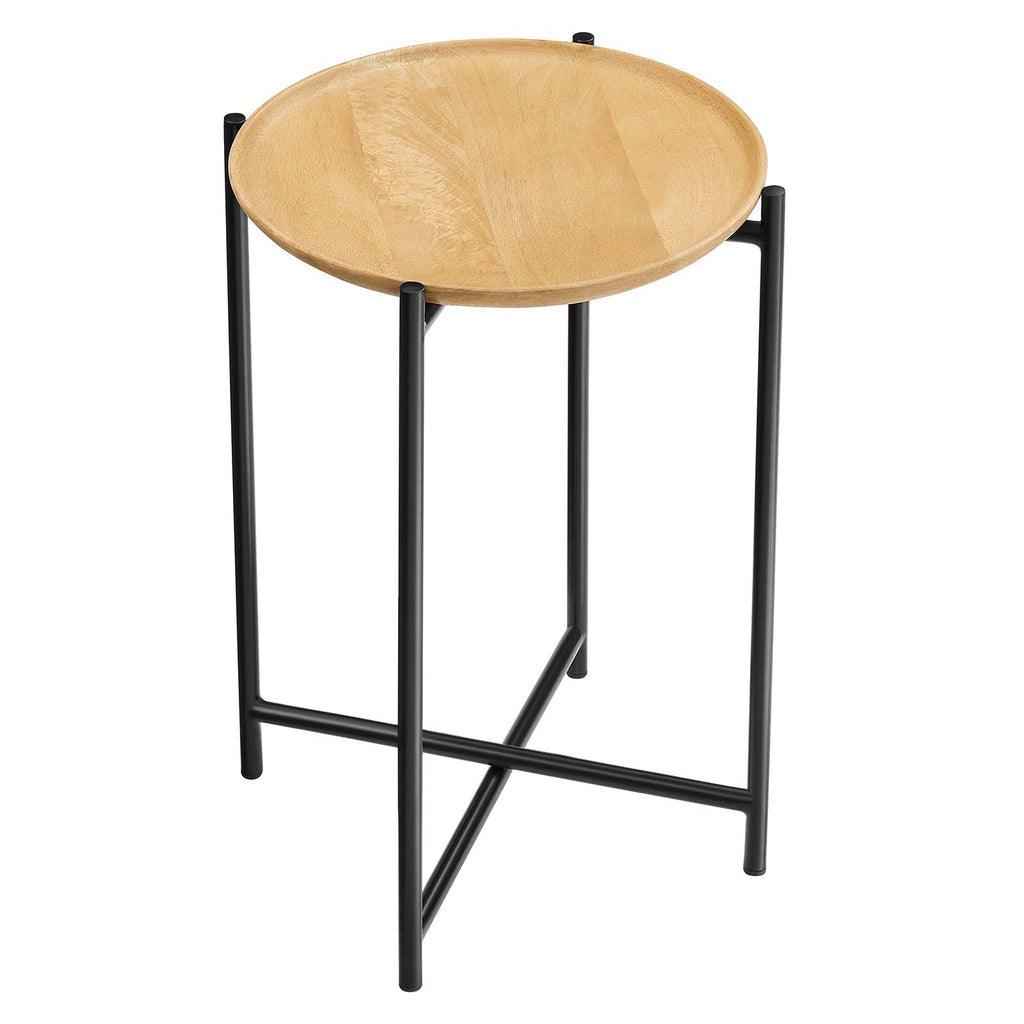 Modway Xilo Round Wood and Metal Side Table