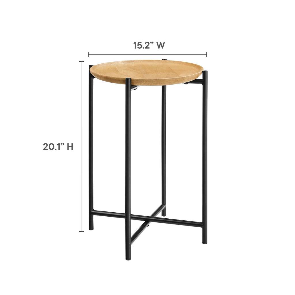 Modway Xilo Round Wood and Metal Side Table