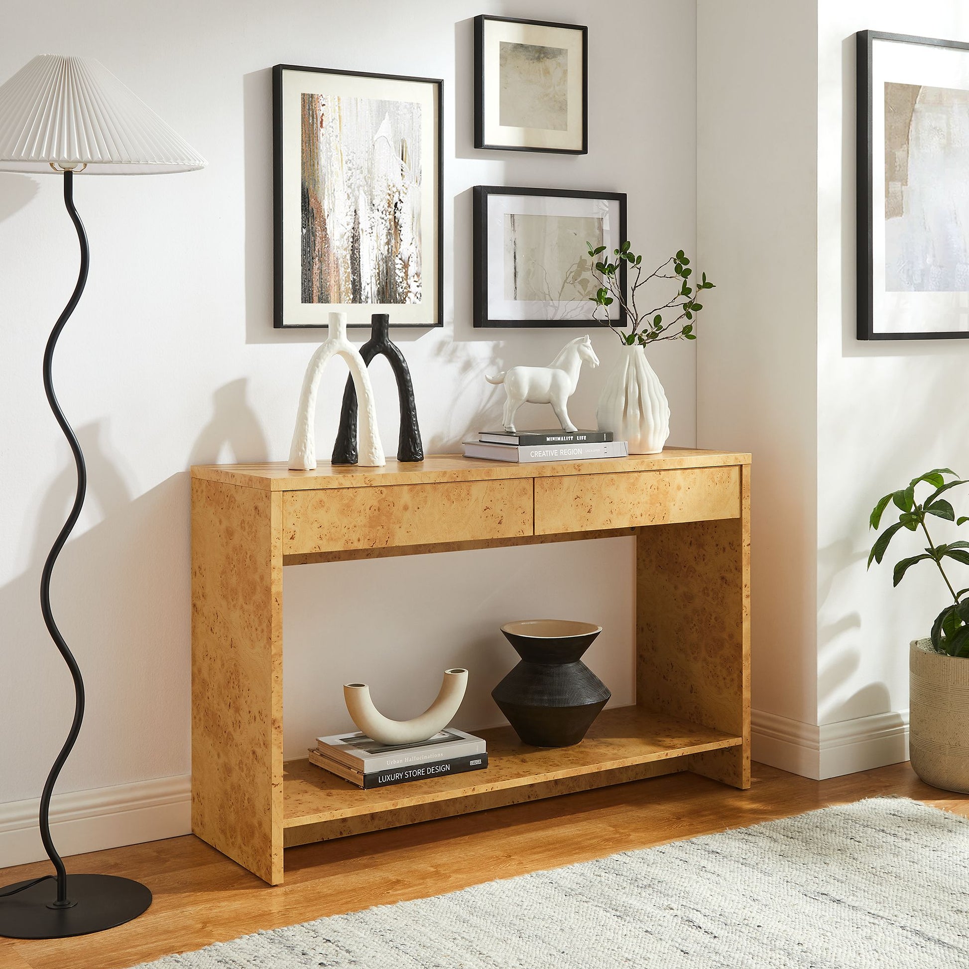 Hudson 2-Drawer Burl Wood Console Table by Modway EEI-6857 FredCo