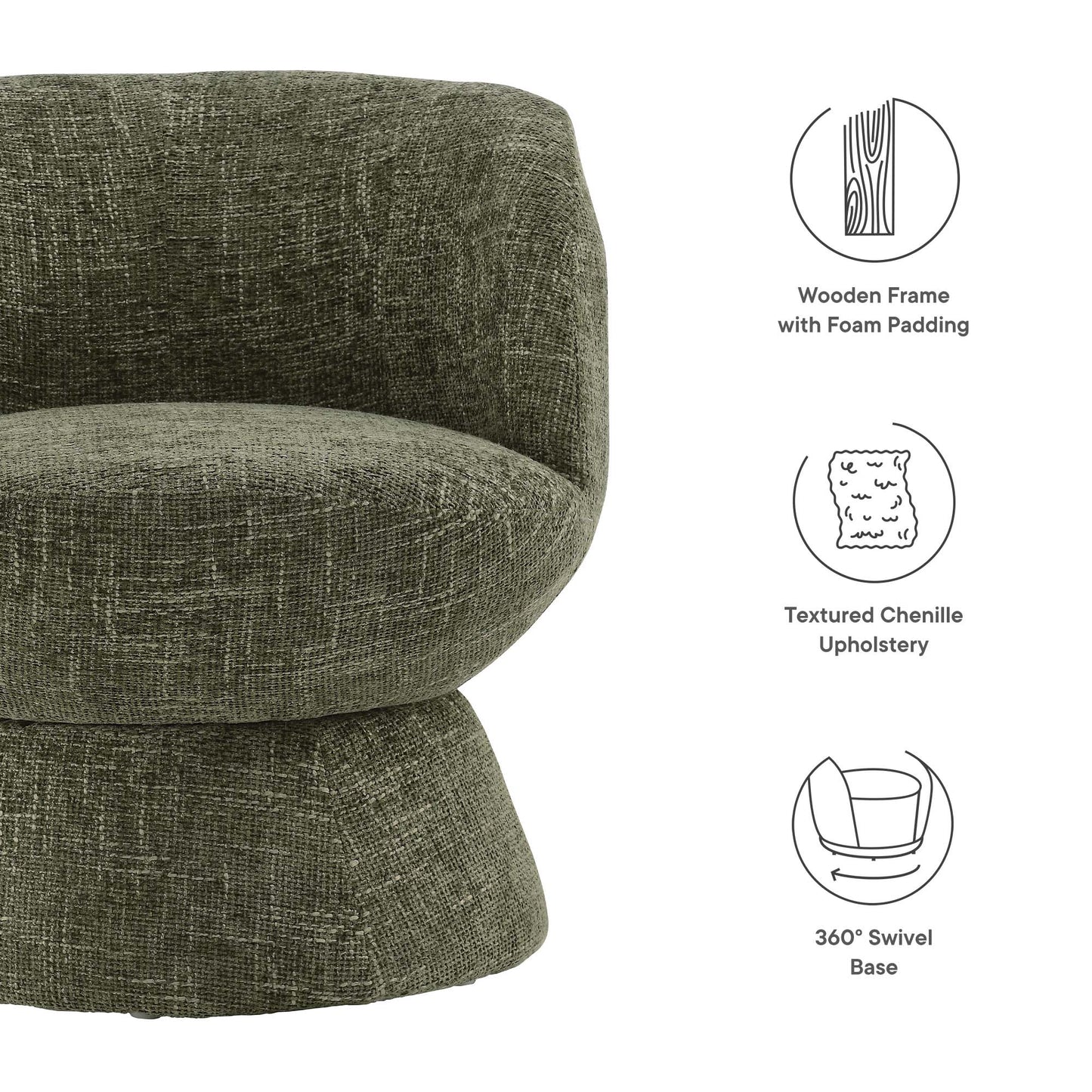 Vesta Chenille Fabric Upholstered Swivel Chair by Modway EEI-6863