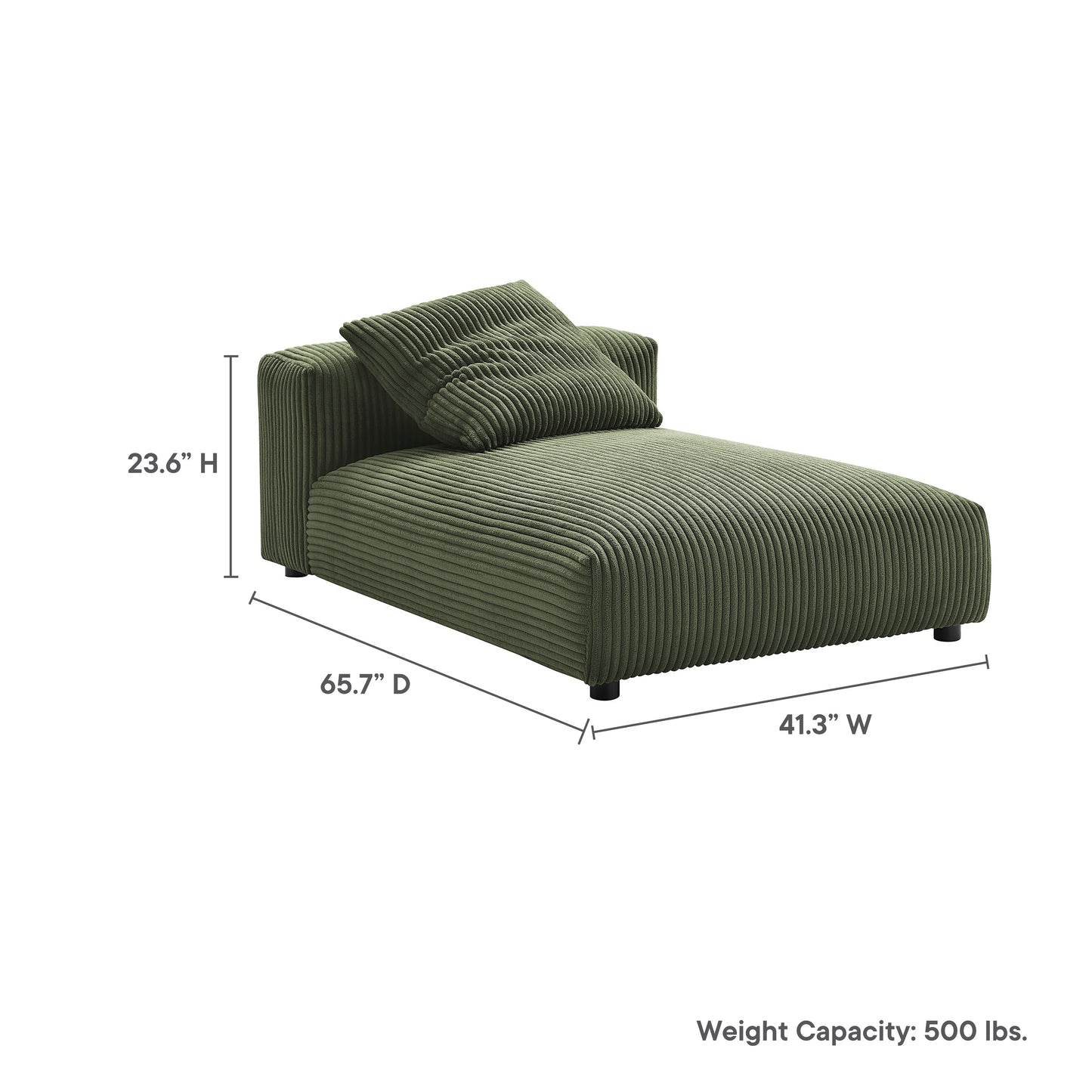 Solace Modular Corduroy Upholstered Armless Chaise Lounge by Modway EEI-6886