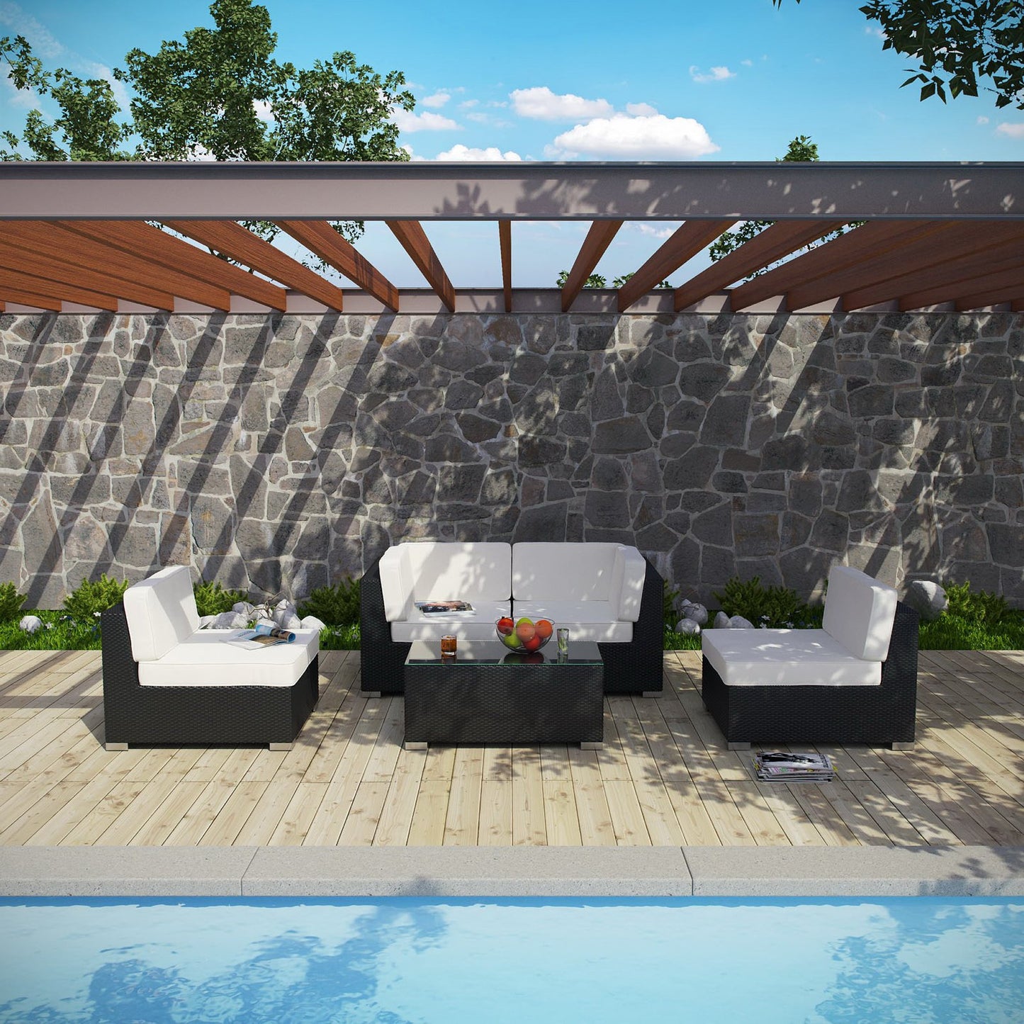 Camfora 5 Piece Outdoor Patio Sectional Set by Modway EEI-694