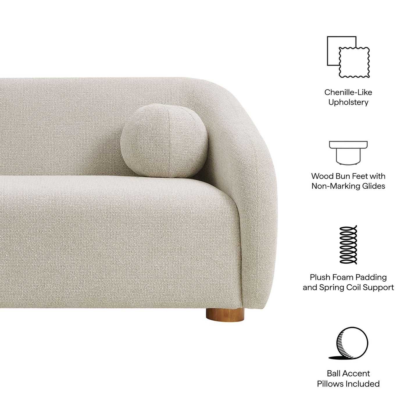 Holland 85" Chenille Fabric Sofa by Modway EEI-7217 FredCo