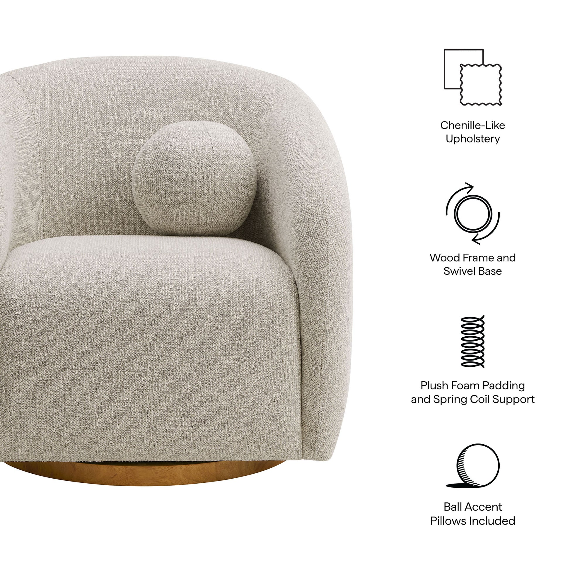 Holland Swivel Chenille Fabric Armchair by Modway EEI-7218 FredCo