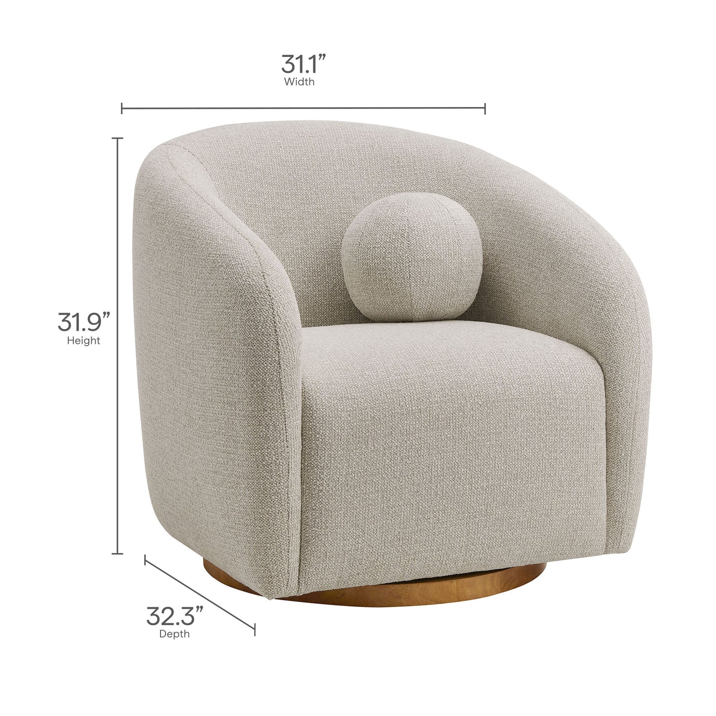 Holland Swivel Chenille Fabric Armchair by Modway EEI-7218 FredCo