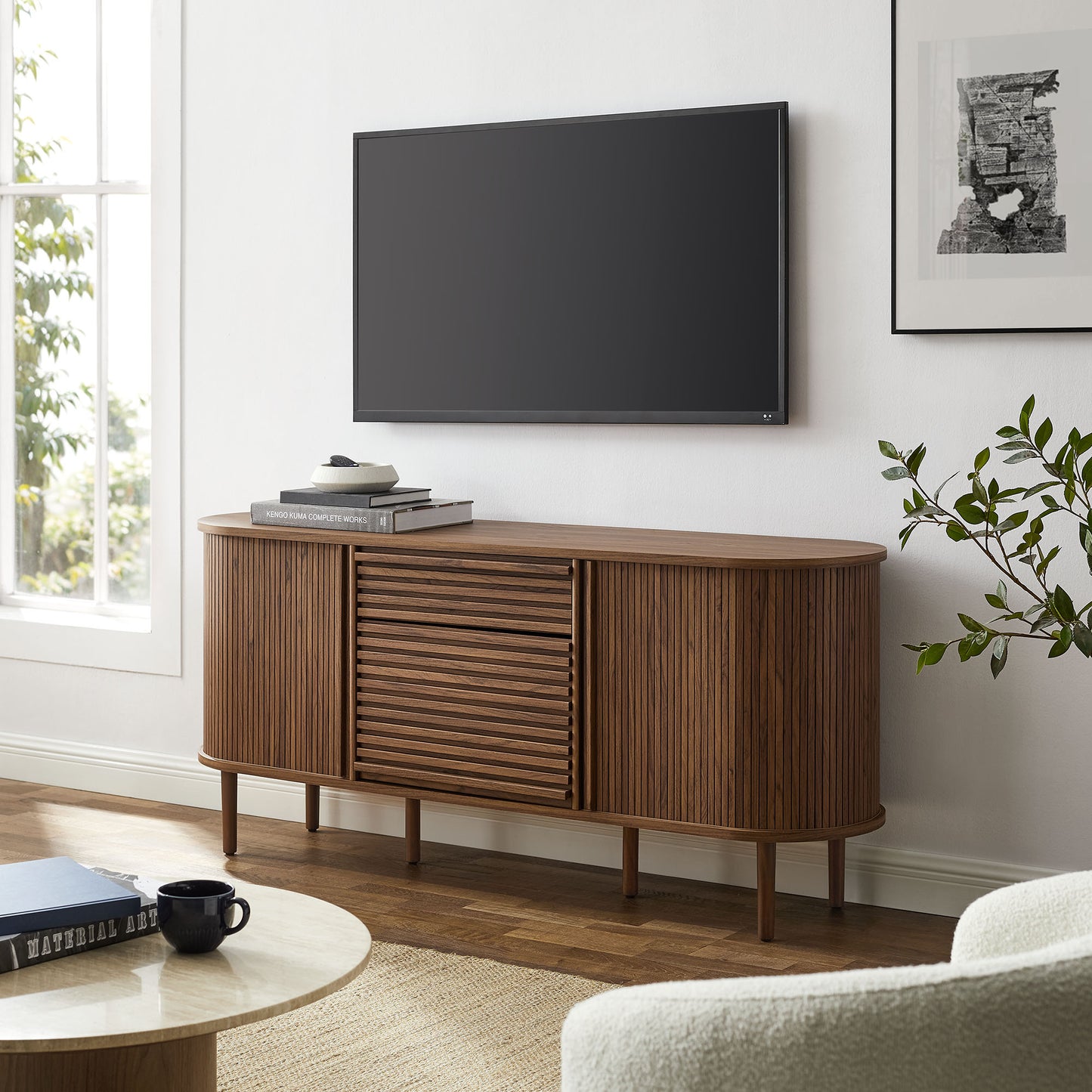Harlan 67" Fluted Oval Sideboard Cabinet by Modway EEI-7293 FredCo