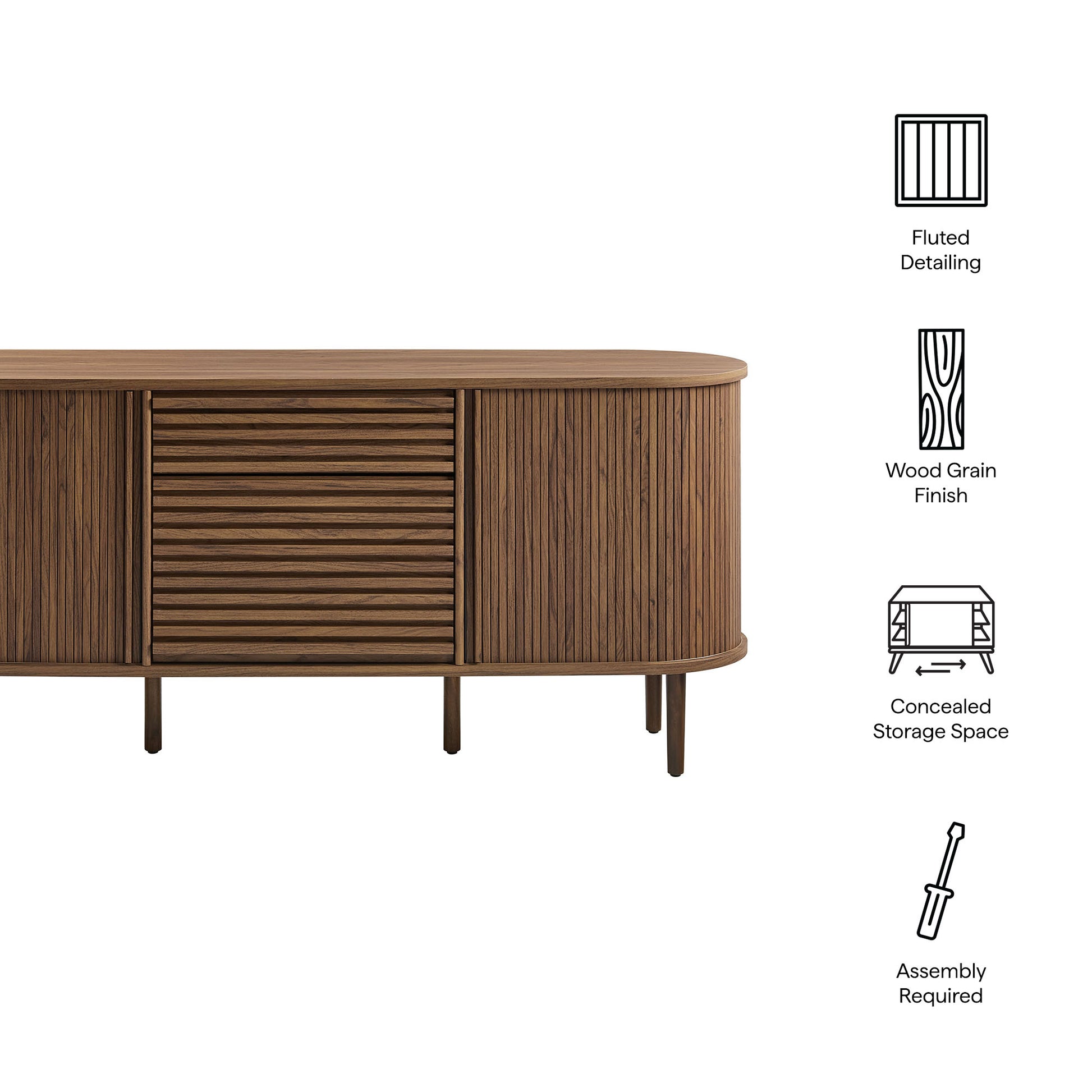 Harlan 67" Fluted Oval Sideboard Cabinet by Modway EEI-7293 FredCo