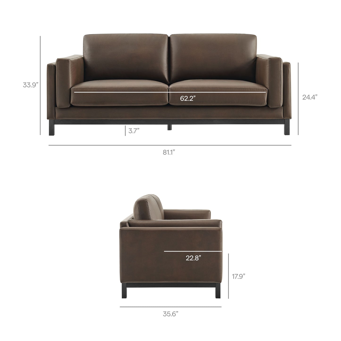 Roscoe 81 inch Vegan Leather Sofa by Modway EEI-7335
