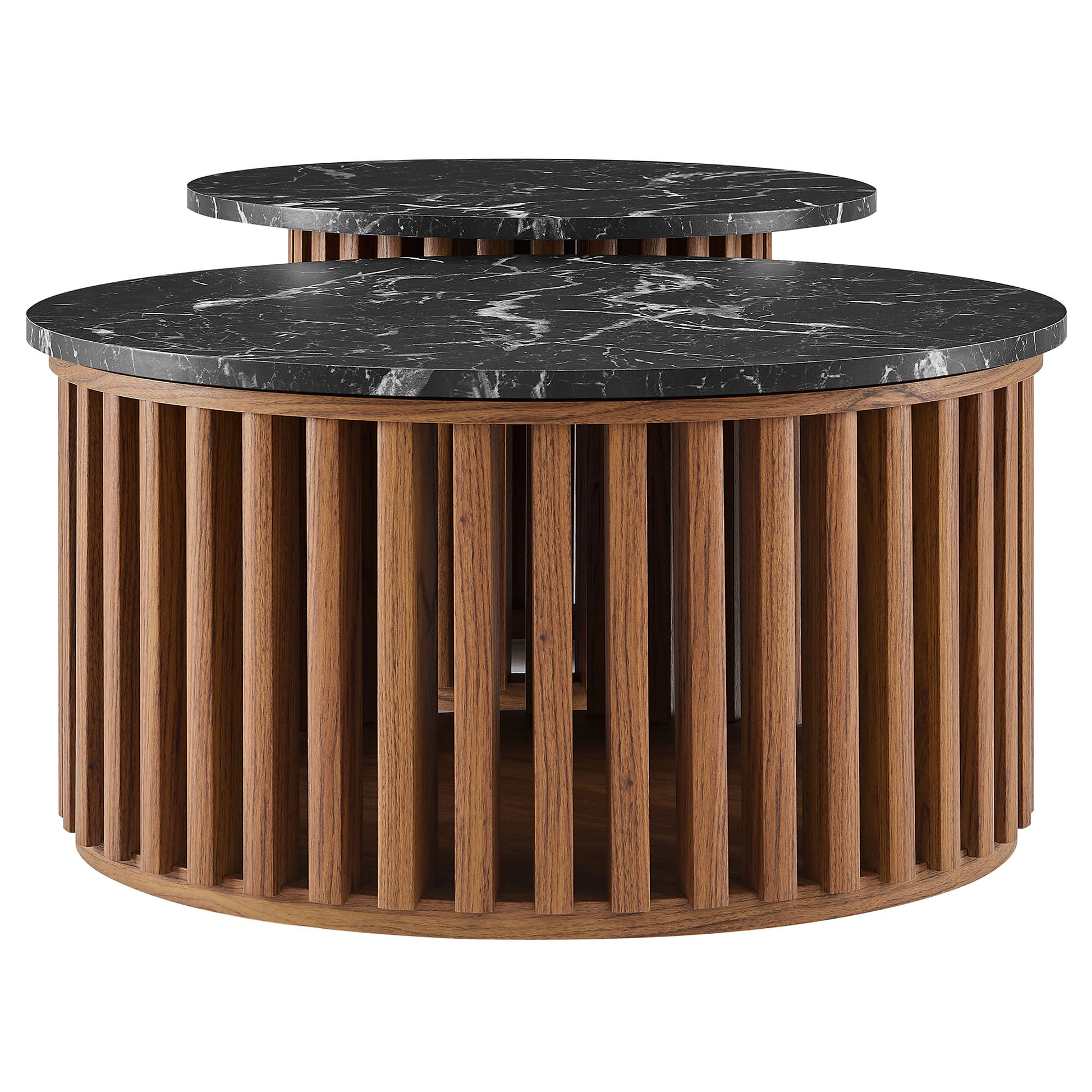 Fortitude Round Faux Marble Top Nesting Coffee Table Set by Modway EEI-7345 FredCo