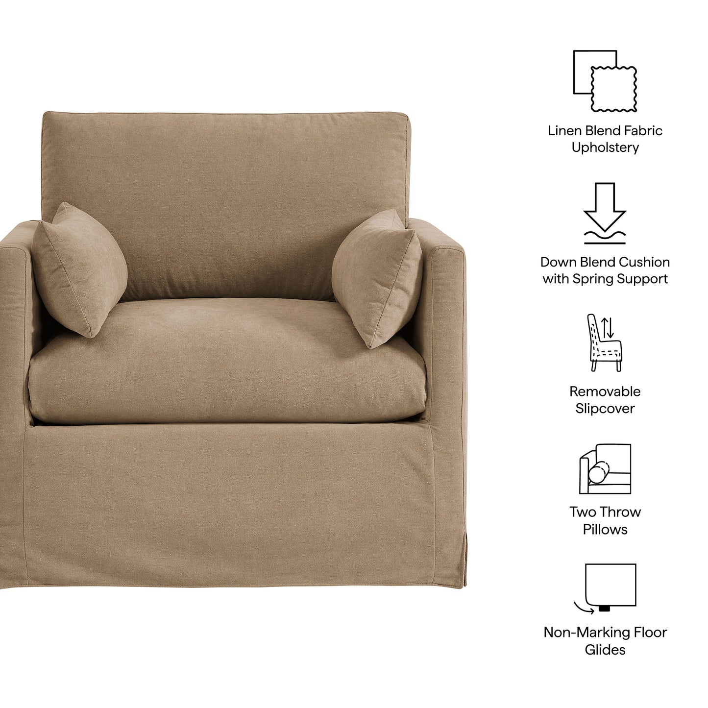 Wellfleet Slipcovered Linen-Blend Armchair by Modway EEI-7357
