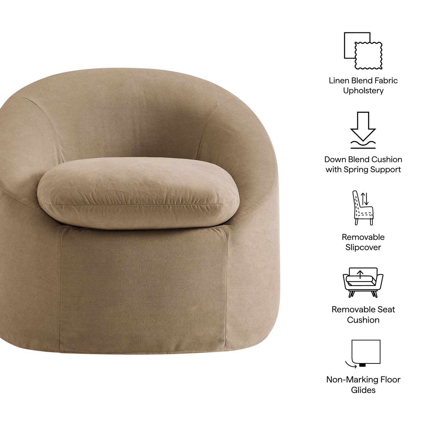 Sadie Slipcovered Linen-Blend Round Accent Chair by Modway EEI-7358