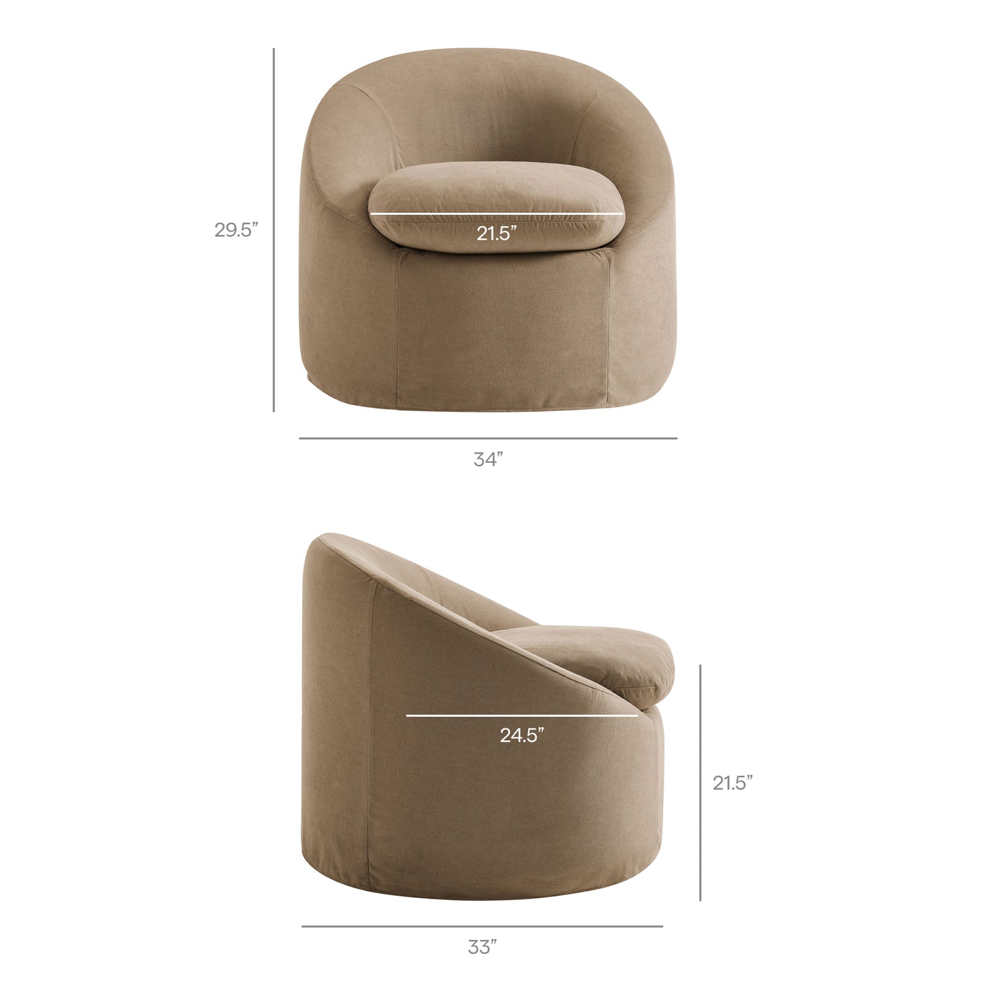 Sadie Slipcovered Linen-Blend Round Accent Chair by Modway EEI-7358