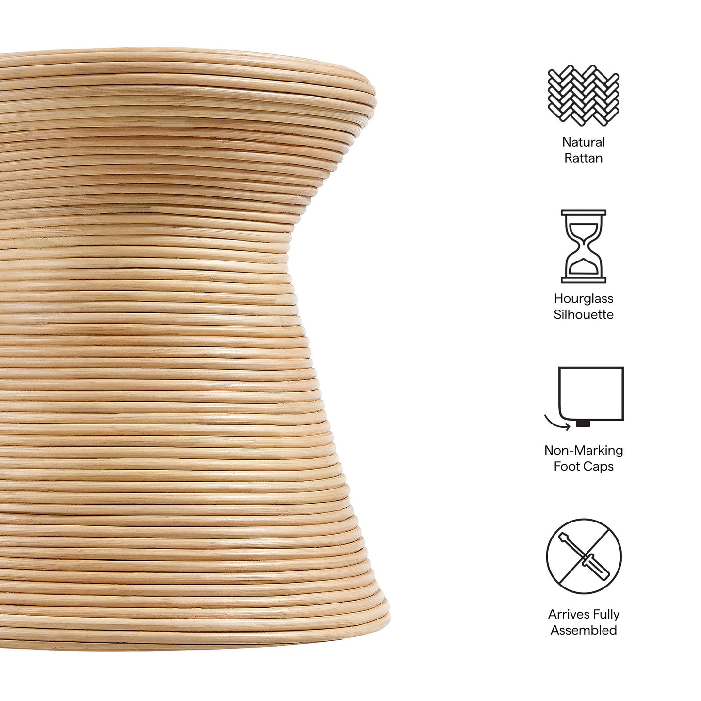 Tavi Hourglass Natural Rattan Round Side Table by Modway EEI-7360