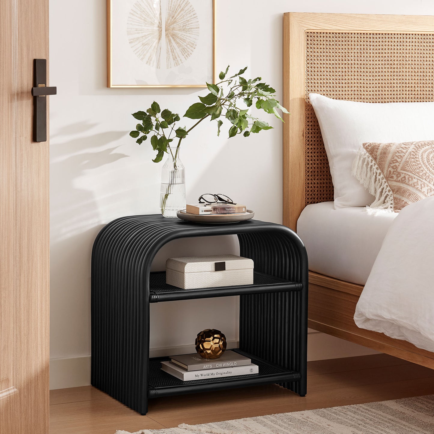 Eve Curved Natural Rattan Side Table by Modway EEI-7361