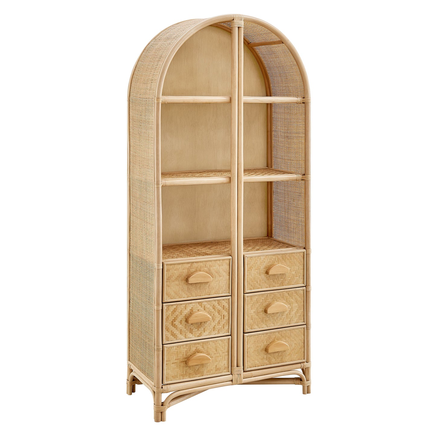 Jane 71 Inch Tall Arched Natural Rattan Bookshelf by Modway EEI-7362
