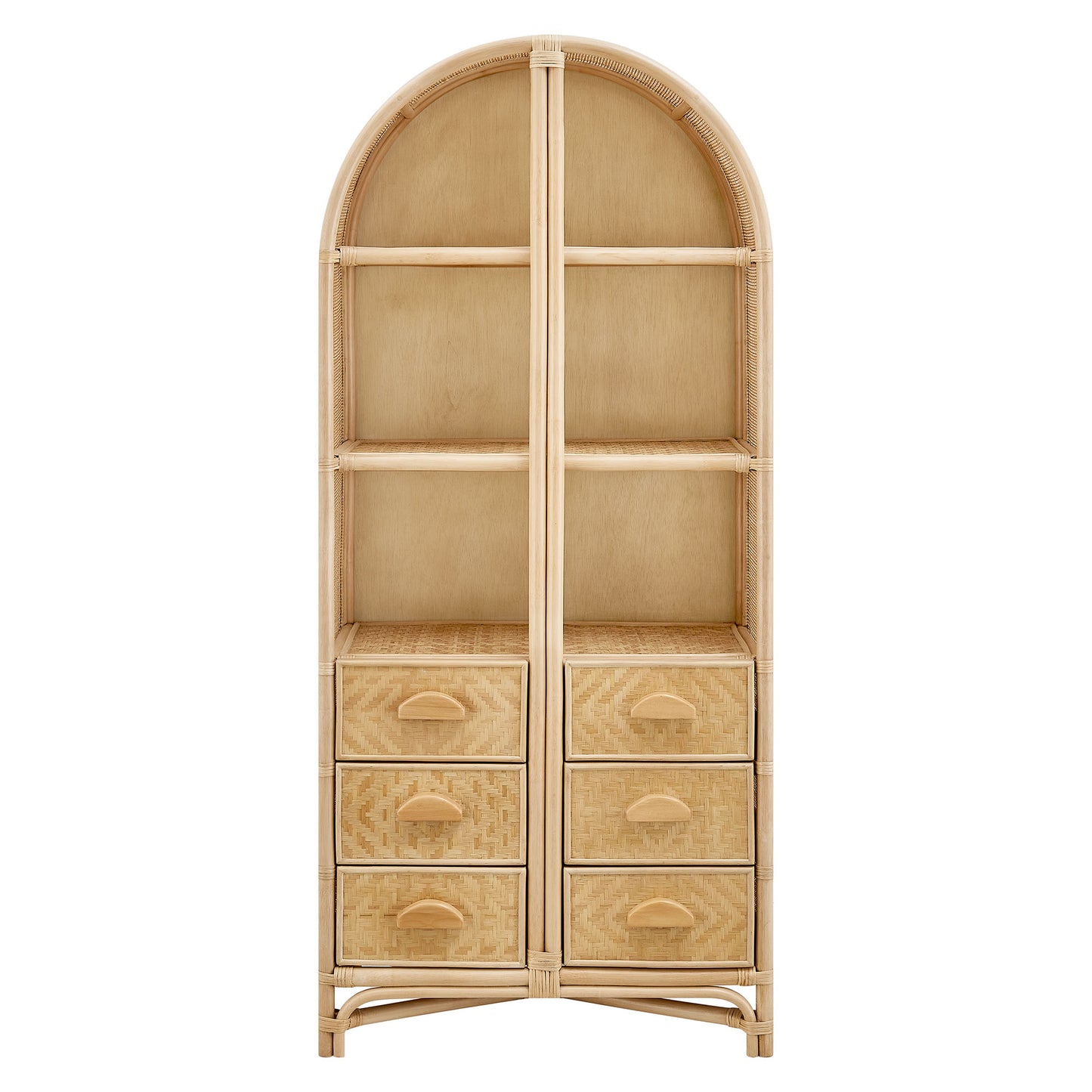 Jane 71 Inch Tall Arched Natural Rattan Bookshelf by Modway EEI-7362